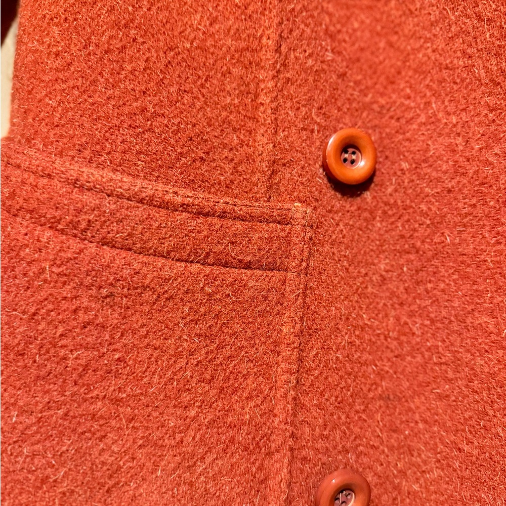 RARE Vintage Max Mara 100% virgin wool pea coat burnt orange - Picture 6 of 6